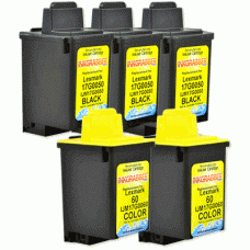 5 Pack of Remanufactured Lexmark Inkjet Cartridges (3 Black, 2 Color) Replaces 17G0050 and 17G0060 - Made in the U.S.A.