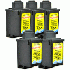 5 Pack of Remanufactured Lexmark Inkjet Cartridges (3 Black, 2 Color) Replaces 17G0050 and 15M0120 - Made in the U.S.A.