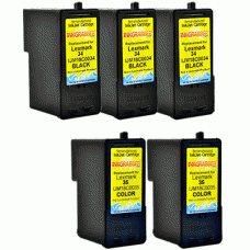 5 Pack of Remanufactured Lexmark Inkjet Cartridges (3 Black and 2 Color) Replaces 18C0034, 18C0035 - Made in the U.S.A.