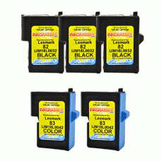 5 Pack of Remanufactured Lexmark Inkjet Cartridges (3 Black and 2 Color) Replaces 18L0032, 18L0042 - Made in the U.S.A.