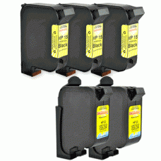 5 Pack of Remanufactured HP Inkjet Cartridges (Three C6615DN and Two C1823A) - Made in the U.S.A.
