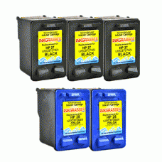 5 Pack of Remanufactured HP Inkjet Cartridges (Three C8727A, Two C8728A) - Made in the U.S.A.