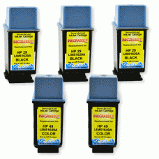 5 Pack of Remanufactured HP Inkjet Cartridges (Three 51629A, Two 51649A)