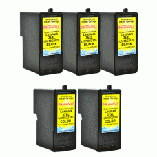 5 Pack of Remanufactured Lexmark (36XL, 37XL) High Capacity Ink Cartridges (Includes 3 Black, 2 Color)