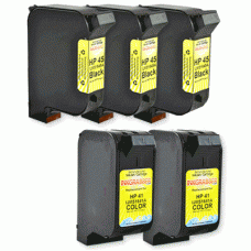 5 Pack of Remanufactured HP Inkjet Cartridges (Two 51641A and Three 51645A) - Made in the U.S.A.