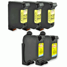 5 Pack of Remanufactured HP Inkjet Cartridges (Three 51645A and Two C1823D) - Made in the U.S.A.