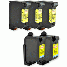 5 Pack of Remanufactured HP Inkjet Cartridges (Three 51645A and Two C6578A) - Made in the U.S.A.