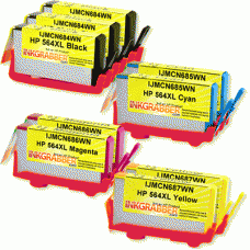 9 PACK COMBO - Remanufactured HP 564XL High Capacity Cartridges (includes 3 bk + 2 Each c,m,y)