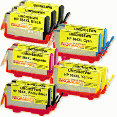 11 PACK COMBO - Remanufactured HP 564XL High Capacity Ink Cartridges (includes 3 bk + 2 Each pbk,c,m,y) 