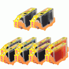 10 Pack of Canon Compatible Ink Cartridges - Replaces (2 each) of BCI-3eBk, BCI-6Bk, BCI-6C, BCI-6M, BCI-6Y