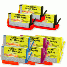 9 Pack of Remanufactured HP 920 Standard Capacity Cartridges (includes 3 Black + 2 Each Cyan, Magenta, Yellow) Replaces HP CD971AN, CH634AN, CH635AN, CH636AN - with Ink Level Indicator - Made in the U.S.A.