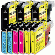9 Pack of Brother Compatible (LC103) Ink Cartridges - Includes 3 Black & 2 of each Color