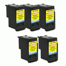 5 Pack of Remanufactured Canon PG-210XL / CL-211XL High Capacity Combo Pack (includes 3 Black + 2 Color) - Made in the U.S.A.