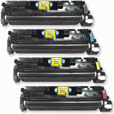4 Pack of Remanufactured Hewlett Packard Toner Cartridges - Replaces the HP Q3960A, Q3961A, Q3962A, Q3963A