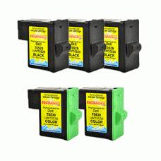 5 Pack of Remanufactured Dell Inkjet Cartridges (3 Black, 2 Color) Replaces Dell T0529 & T0530 - Made in the U.S.A.