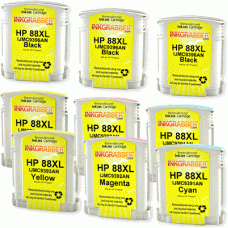 9 Pack Combo - Remanufactured HP 88XL Series Ink Tanks - 3 Black, 2 Cyan, 2 Magenta, 2 Yellow - Made in the U.S.A.