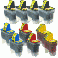 10 Pack of Brother Compatible (LC-41) Series Ink Cartridges - 4 Black, 2 Cyan, 2 Magenta, 2 Yellow