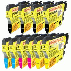 10 Pack of Brother Compatible (LC-61) Series Ink Cartridges - 4 Black, 2 Cyan, 2 Magenta, 2 Yellow