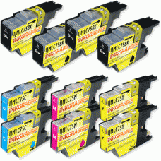 10 Pack - High Capacity Brother Compatible (LC-75, LC-71) Series Ink Cartridges (4 Black, 2 Cyan, 2 Magenta, 2 Yellow)