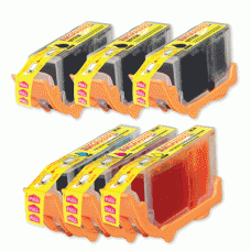 6 Pack of Canon Compatible Ink Cartridges - includes (3) PGI-5bk, (1) each of Cli-8c, Cli-8m, Cli-8y