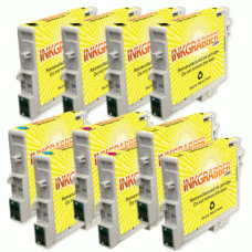 10 Pack of Remanufactured Pigment Based Epson (T060) Series  includes - 4 Black, 2 Cyan, 2 Magenta, 2 Yellow