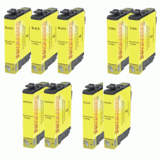 9 Pack of Remanufactured (200) Series Epson Ink Cartridges - Includes 3 Black and 2 of each color - T200120, T200220, T200320, T200420