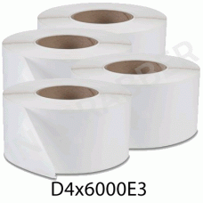 4 Pack of Direct Thermal Continuous Label Rolls - Dimensions are 4 x 6,000 in. - Compare to Pitney Bowes 674-0