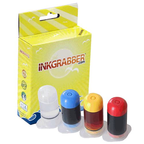 InkGrabber Color Refill Kit 3 x 30ml Ink Bottles, 1 x 30 Cleaning