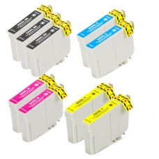 9 PACK COMBO - Remanufactured Epson T220XL High Capacity Cartridges (includes 3 bk + 2 Each c,m,y)